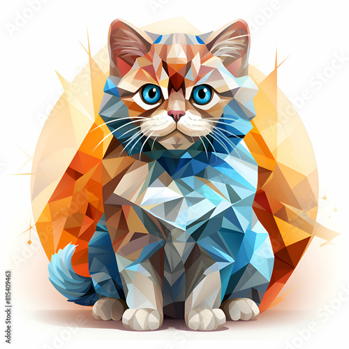 Cute cartoon cat in polygonal style.  illustration.