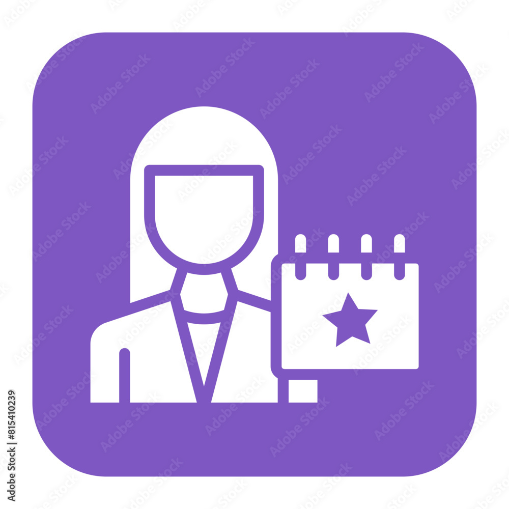 Event Planner Female icon vector image. Can be used for Award Events. Event Planner Female icon vector image. Can be used for Award Events.
