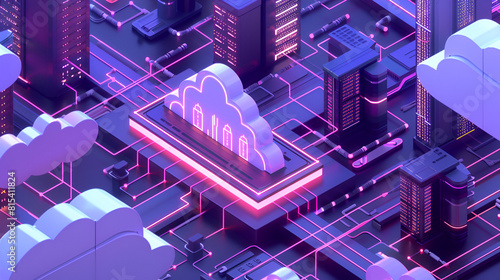 Cloud architecture platform Internet infrastructure concept Abstract technology background Digita , Generative AI