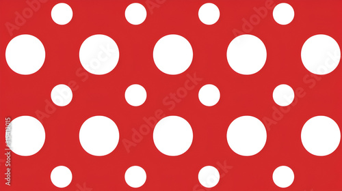 White dots on red background. Polka dot seamless pattern background.  Generative AI