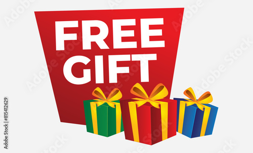 Free gift sign, box banner Red Free Gift Label