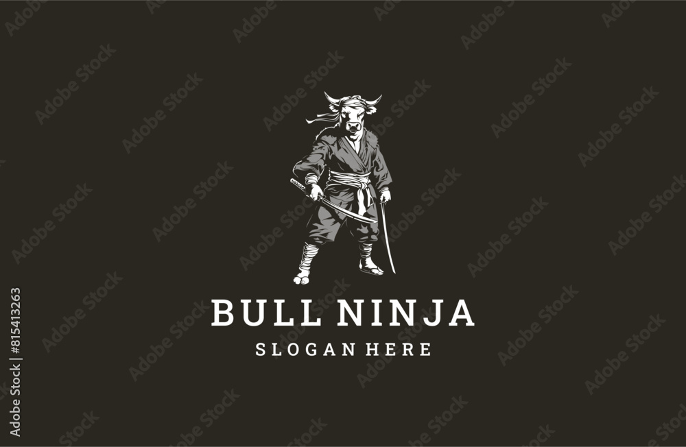 Bull ninja logo template vector illustration design Bull ninja logo template vector illustration design