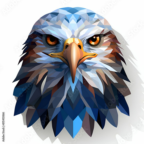 Eagle head in low poly style isolated on white background.  illustration.