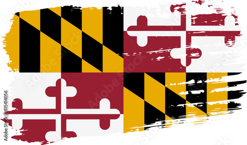 Maryland US flag, wide brush stroke on transparent background vector