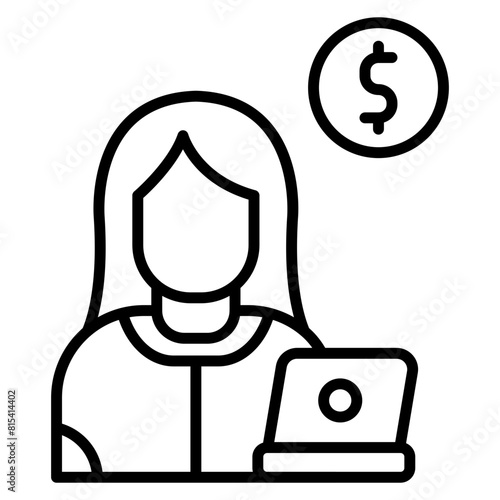 Freelancer Female vector icon. Can be used for Home Based Business iconset.