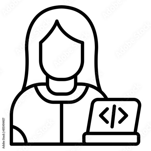 Web Designer Female vector icon. Can be used for Home Based Business iconset.