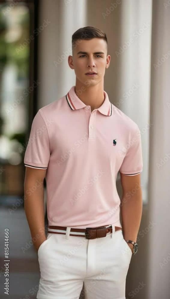 front portrait of a young man with a crew cut in a classic polo shirt front portrait of a young man with a crew cut in a classic polo shirt