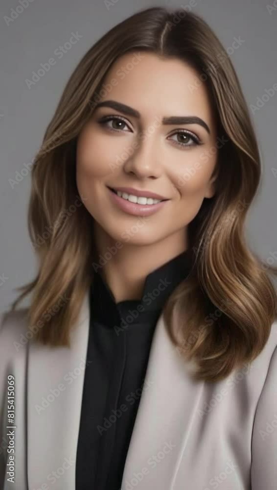 front portrait of a young business woman with shoulder-length hair in front portrait of a young business woman with shoulder-length hair in