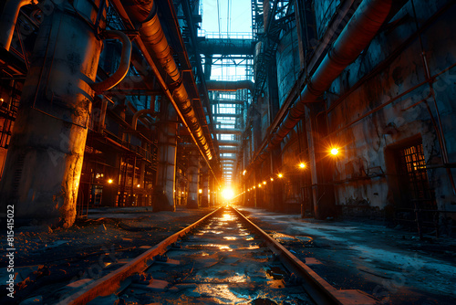 Abandoned industrial area at night with bright lights © Wazir Design