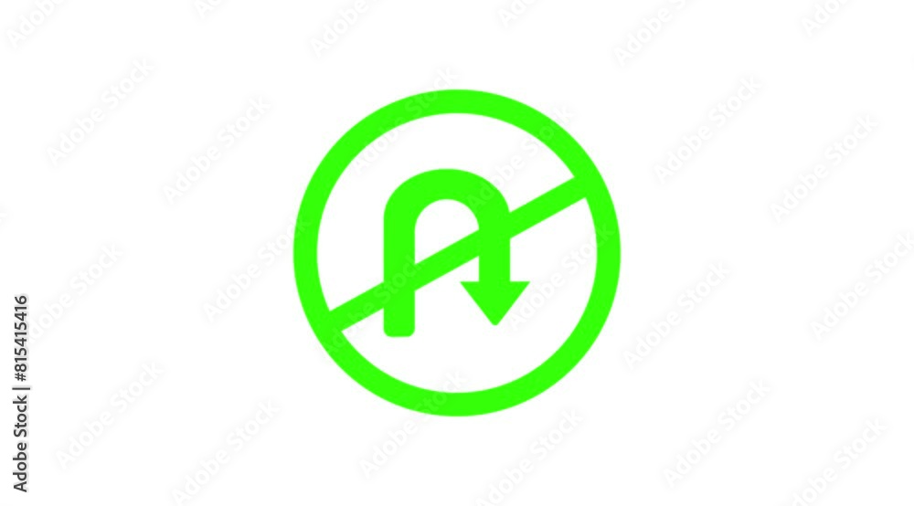 Warning traffic sign DO NOT RETURN RIGHT icon animation. Warning traffic sign DO NOT RETURN RIGHT icon animation.