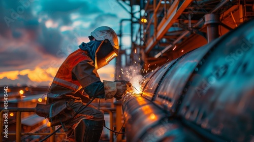 Wallpaper Mural A welder at an oil refinery doing maintenance welding on a storage tank. Torontodigital.ca