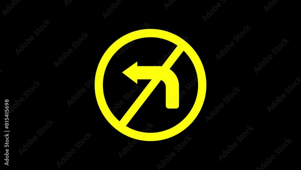 Do not turn left traffic sign. icon animation video. Do not turn left traffic sign. icon animation video.