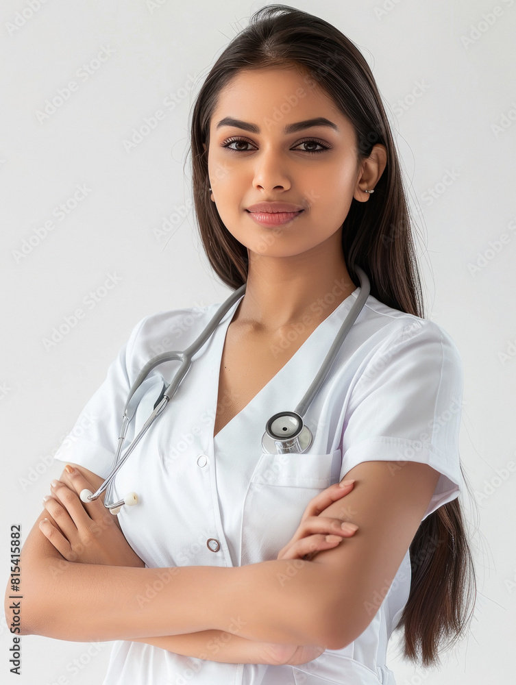 Young indian female doctor standing confidently Young indian female doctor standing confidently