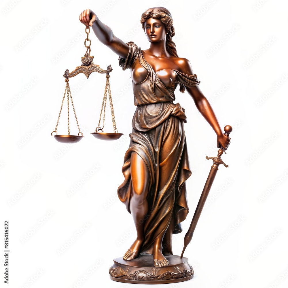 White statue of a blindfolded woman holding scales, a symbol of justice White statue of a blindfolded woman holding scales, a symbol of justice