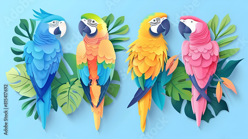 Macaws paper cut craft art
, Generative AI photo