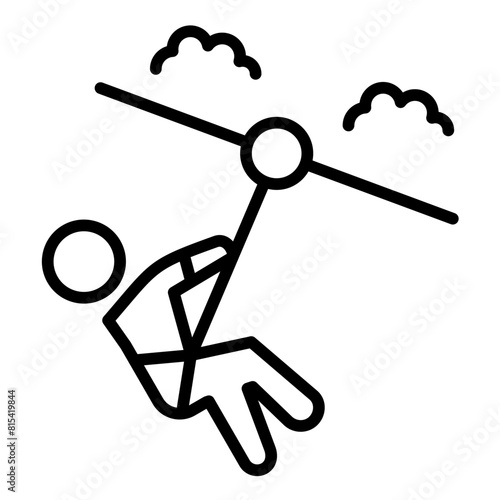 Zip Lining vector icon. Can be used for Adventure iconset.