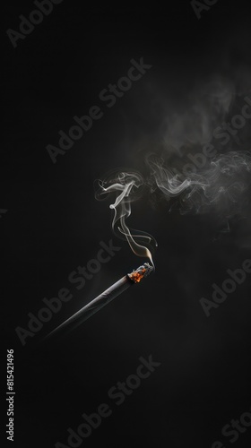 minimalistic photo black background with smoking cigarette, award-winning photography, 200mm, f/2.0 photo