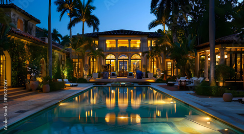 the pool and garden at night © Food gallery