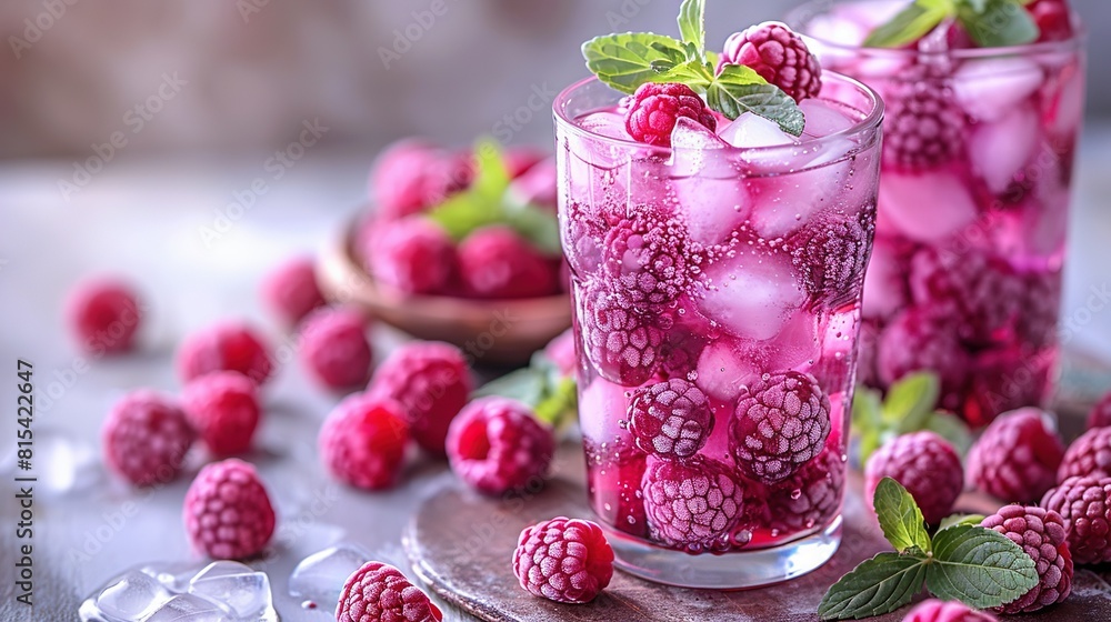 A vase of red raspberries resting atop a wooden table A vase of red raspberries resting atop a wooden table