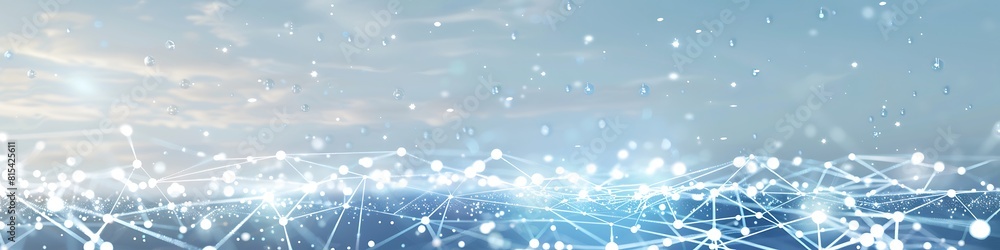 A digital constellation of nodes in ice blue and frost white A digital constellation of nodes in ice blue and frost white