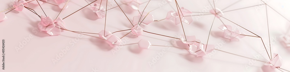 A digital constellation of interconnected nodes in soft pastel pink A digital constellation of interconnected nodes in soft pastel pink