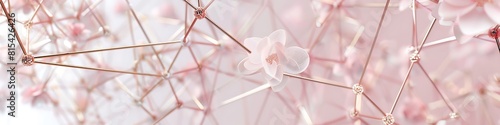 A digital constellation of interconnected nodes in soft pastel pink