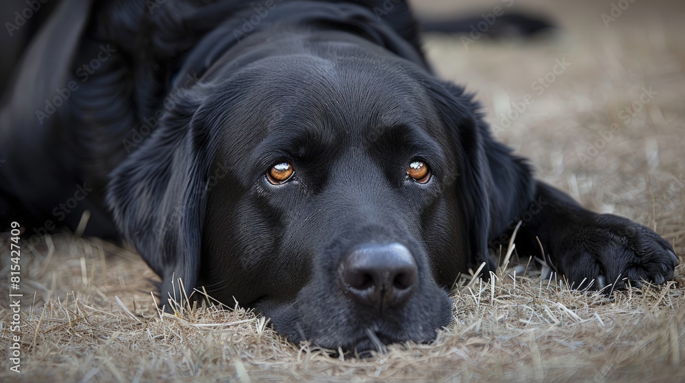 Serene Black Dog in a Field of Tranquility Serene Black Dog in a Field of Tranquility