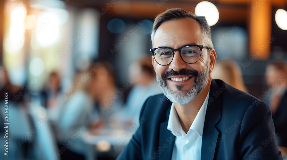 Smiling CEO at Networking Event in Blurred Social, Smiling CEO, networking event, blurred social. Smiling CEO at Networking Event in Blurred Social, Smiling CEO, networking event, blurred social.