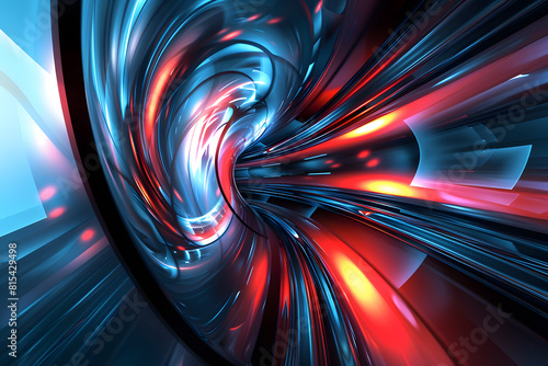 Abstract digital vortex in blue and red