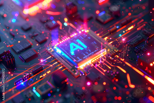 Futuristic ai processor on circuit board