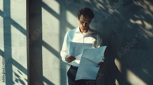 Portrait of a Business Person Reading Documents, Portrait, business person, reading, documents