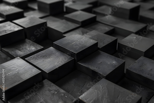 Abstract 3d render of black cubic shapes