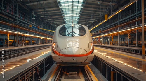 A mechanic testing the emergency stop procedures on a high-speed rail line tester. photo