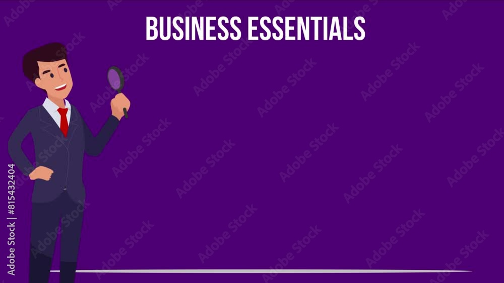 Business Essentials: A 2D Motion Graphic Animation of a Businessman and Key Business essentials Icons animation Business Essentials: A 2D Motion Graphic Animation of a Businessman and Key Business essentials Icons animation