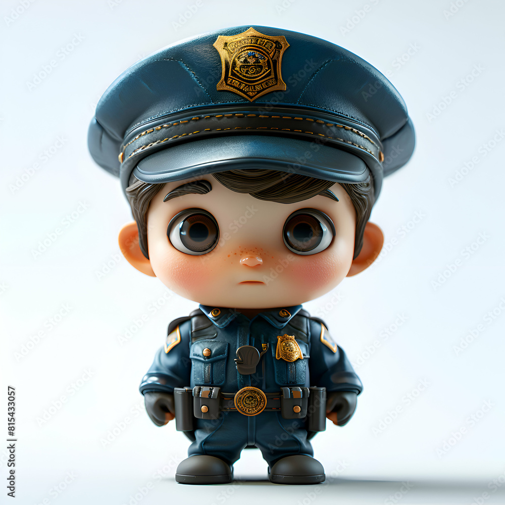Policeman doll isolated on white background. 3d illustration. Policeman doll isolated on white background. 3d illustration.