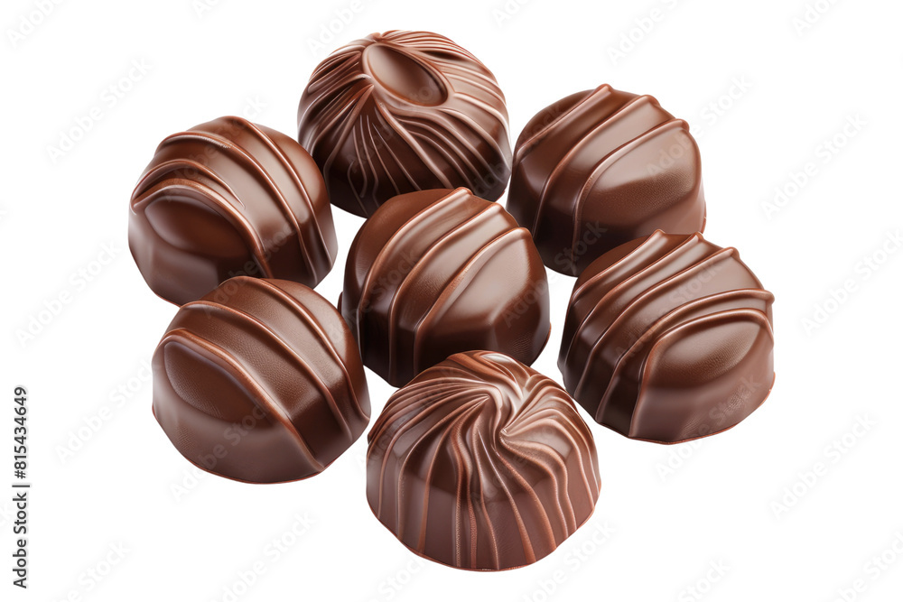 Chocolate pralines isolated on transparent background Chocolate pralines isolated on transparent background