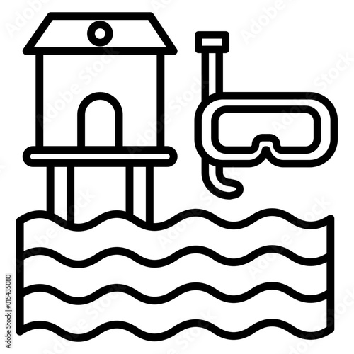 Dive Resort vector icon. Can be used for Vacation and Tourism iconset.