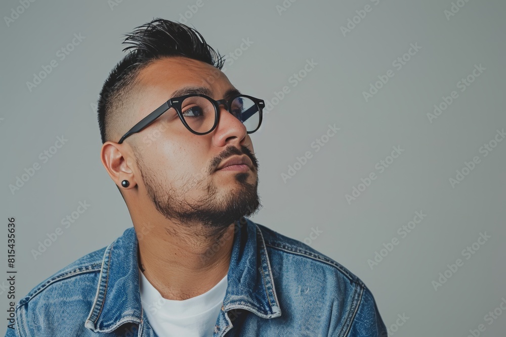 Fototapeta premium Bearded Man with Glasses. Generative AI.