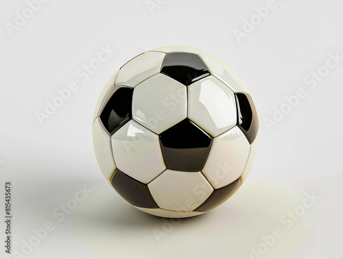 A soccer ball on a white surface.