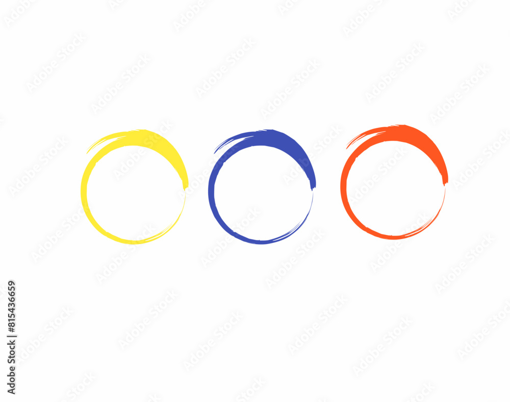 custom made wallpaper toronto digitalThree enso zen pieces in yellow, blue and red on a white background