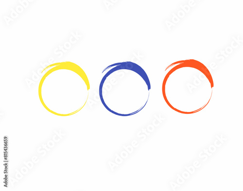 Wallpaper Mural Three enso zen pieces in yellow, blue and red on a white background Torontodigital.ca