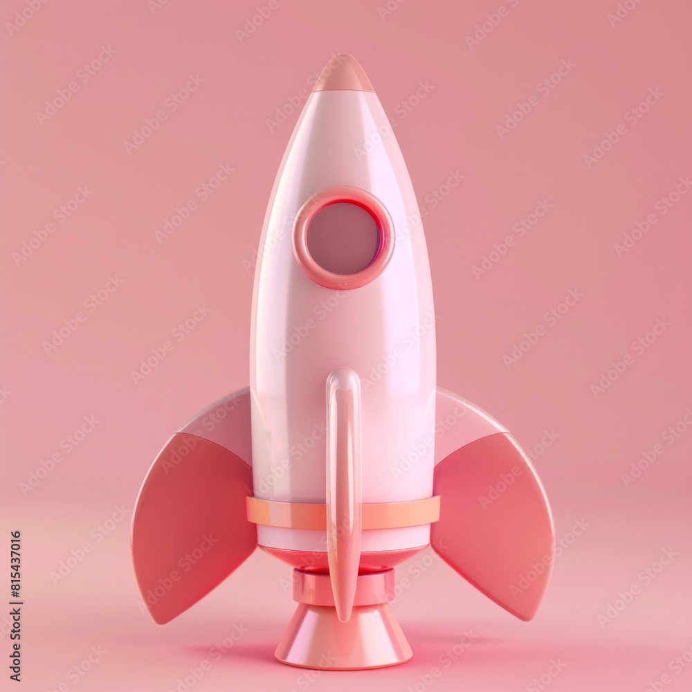 A 3D rocket icon in a pastel red with smooth contours, AI Generative A 3D rocket icon in a pastel red with smooth contours, AI Generative