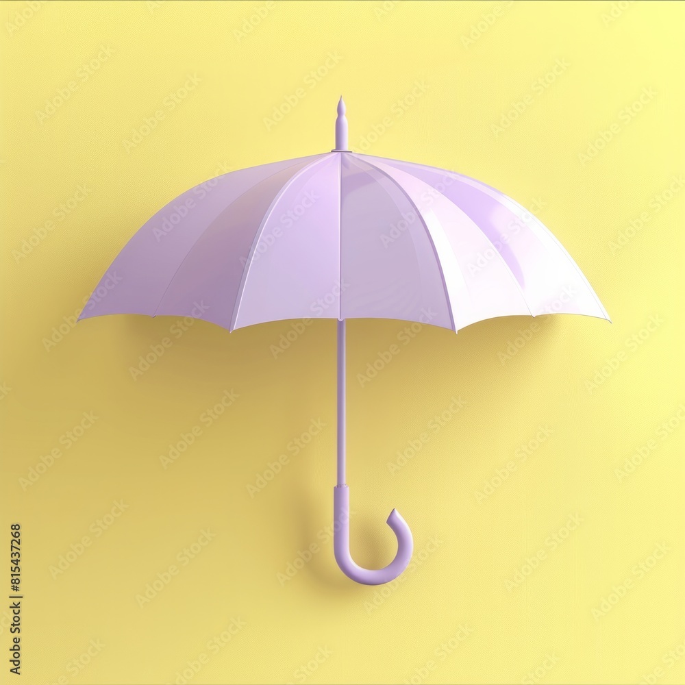 A smooth, pastel purple umbrella icon set against a soft yellow background, AI Generative A smooth, pastel purple umbrella icon set against a soft yellow background, AI Generative