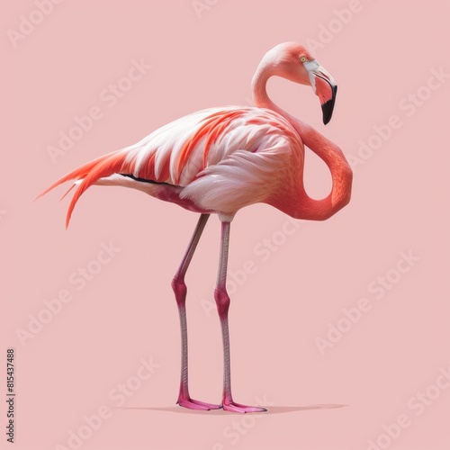 Flamingo Icon A delicate  pastel pink flamingo standing on one leg  AI Generative