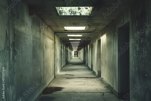 Abandoned building corridor with moody lighting © ALEXSTUDIO