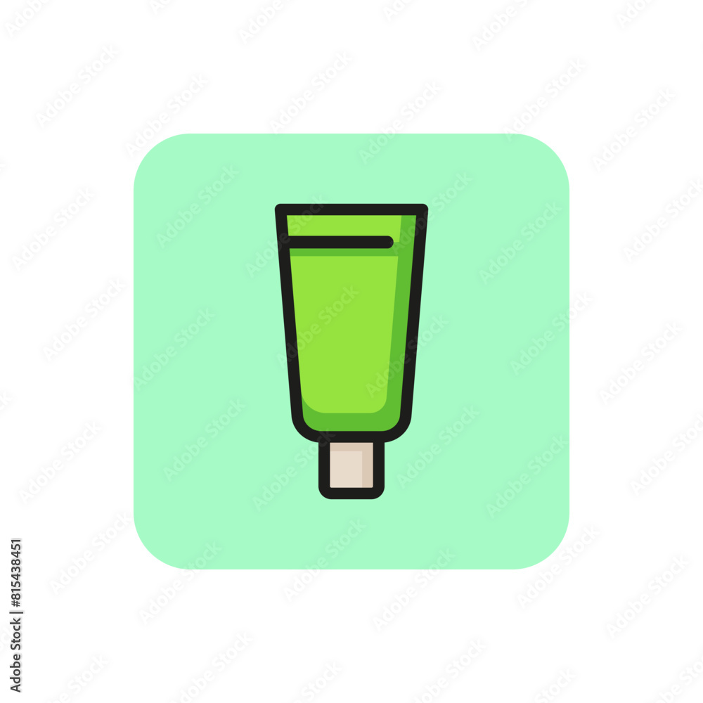 Line icon of foundation tube. BB cream, concealer, complexion. Make-up concept. For topics like beauty, skincare, cosmetics Line icon of foundation tube. BB cream, concealer, complexion. Make-up concept. For topics like beauty, skincare, cosmetics