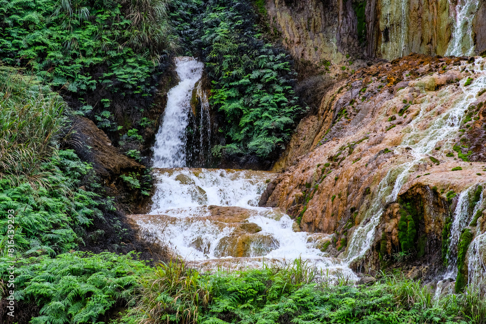 Golden waterfall in New Taipei City, Taiwan. Golden waterfall in New Taipei City, Taiwan.
