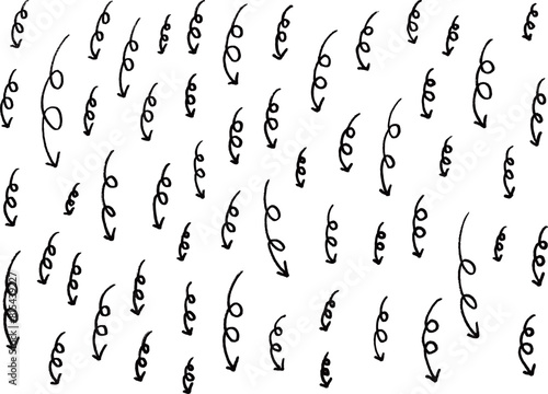 ペンで描いたくるくる下矢印のイラスト素材