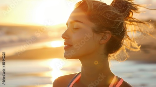 A woman with a ponytail is smiling at the camera while standing on a beach © ETAJOE