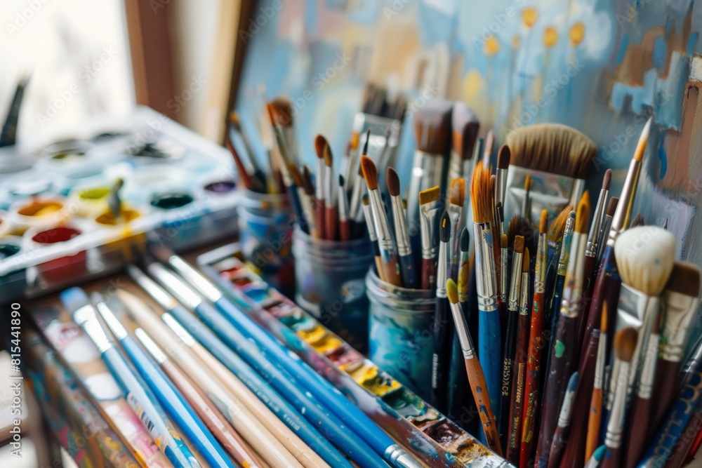 Fototapeta premium A set of high-quality art supplies, encouraging creativity and expression